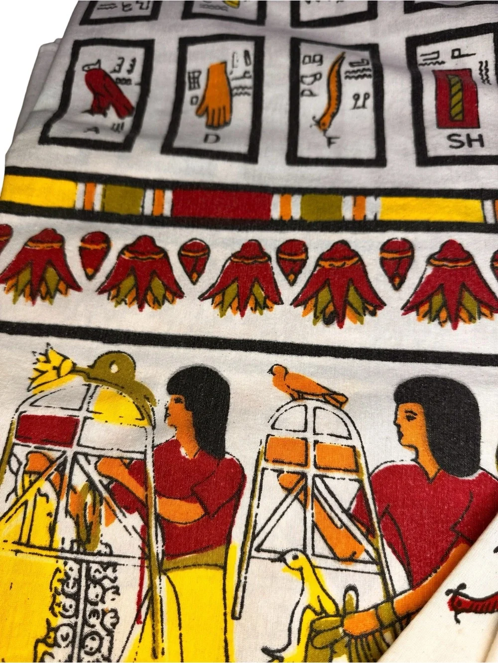 Vintage Egyptian Hieroglyphics Rectangle Tablecloth 8’x4’ (5) Napkins Set